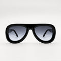 Lunettes de soleil Black Sky noires Osour Eyewear avec monture oversize brillante et verres gris dégradés