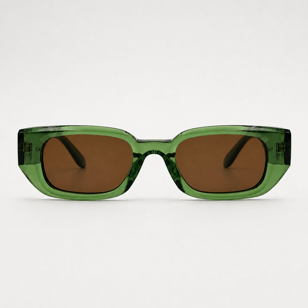 Lunettes de soleil Karl Verde vertes Osour Eyewear avec monture rectangulaire verte translucide et verres marron