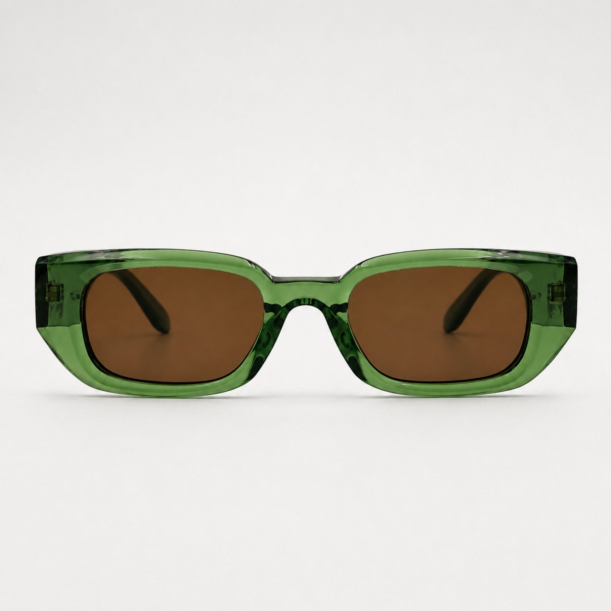 Lunettes de soleil Karl Verde vertes Osour Eyewear avec monture rectangulaire verte translucide et verres marron