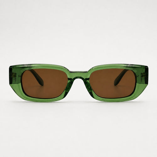 Lunettes de soleil Karl Verde vertes Osour Eyewear avec monture rectangulaire verte translucide et verres marron