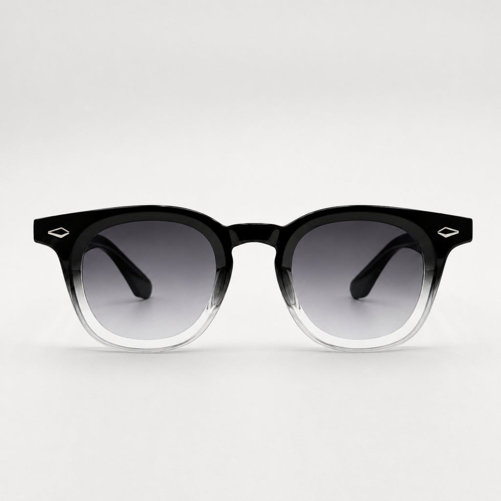 Lunettes de soleil La Bille noires dégradées Osour Eyewear avec monture dégradée noir transparent et verres gris dégradés