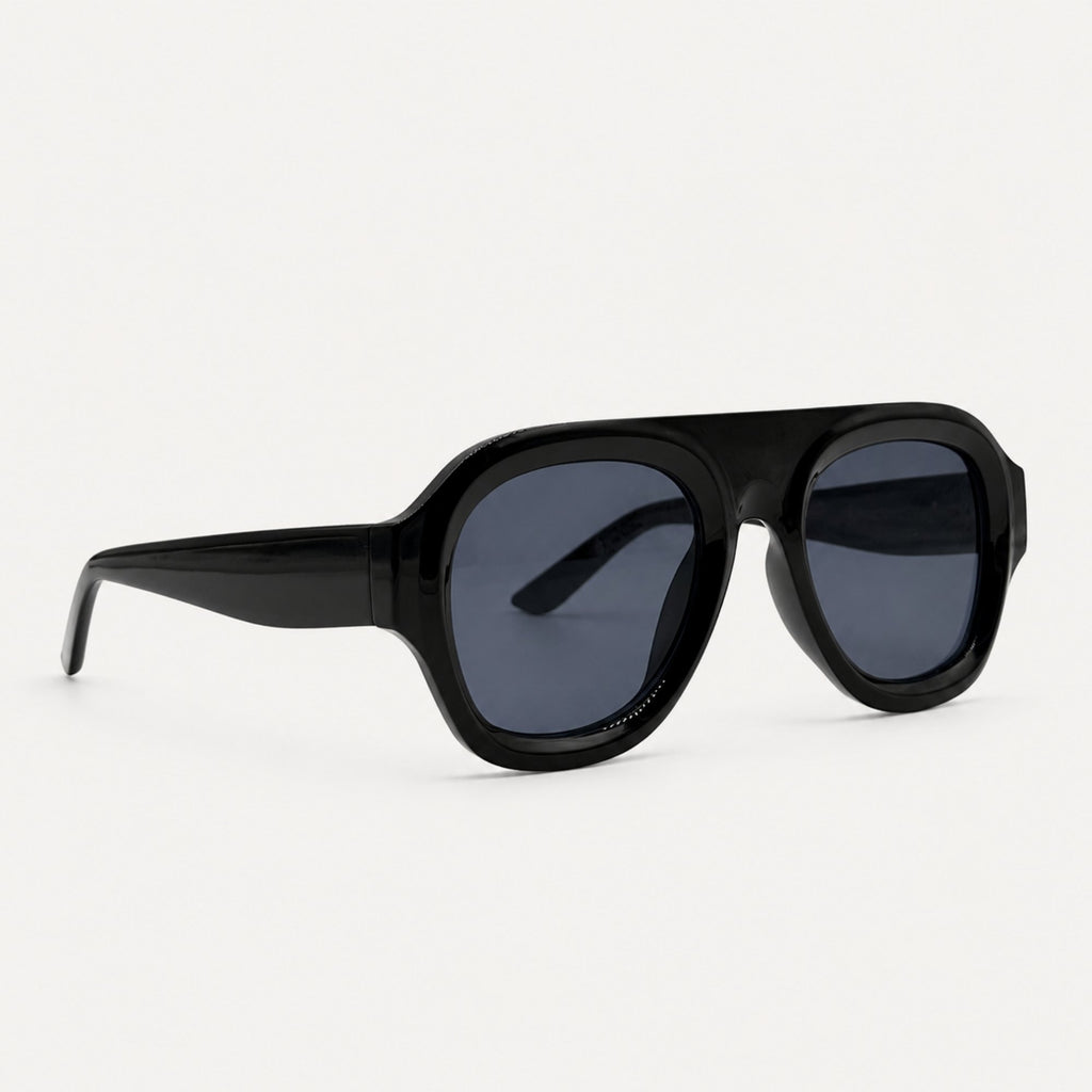 lunettes de soleil noires profil verres bleus Osour La Carbon