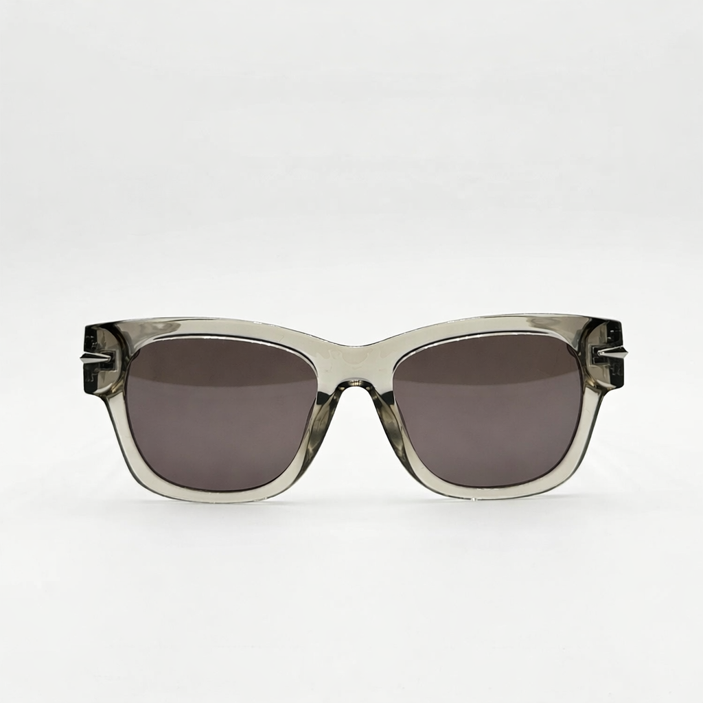 Lunettes de soleil rectangulaires papillon taupe translucide La Andrea vue de face