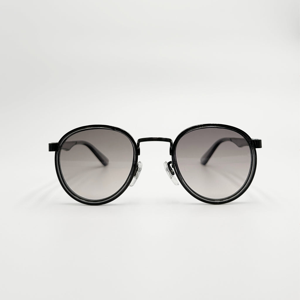 Lunettes de soleil rondes noires La Azura vue de face