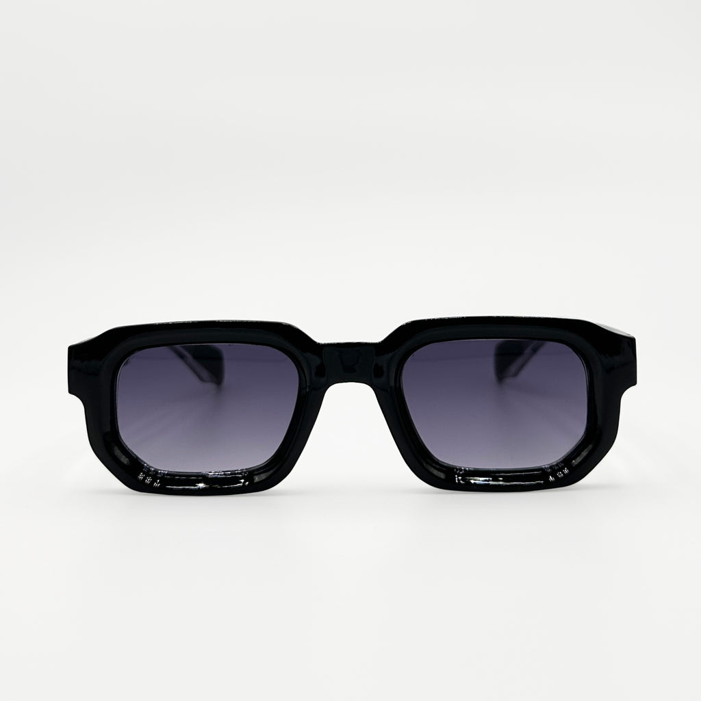 Lunettes de soleil rectangulaires noires La Ciro vue de face