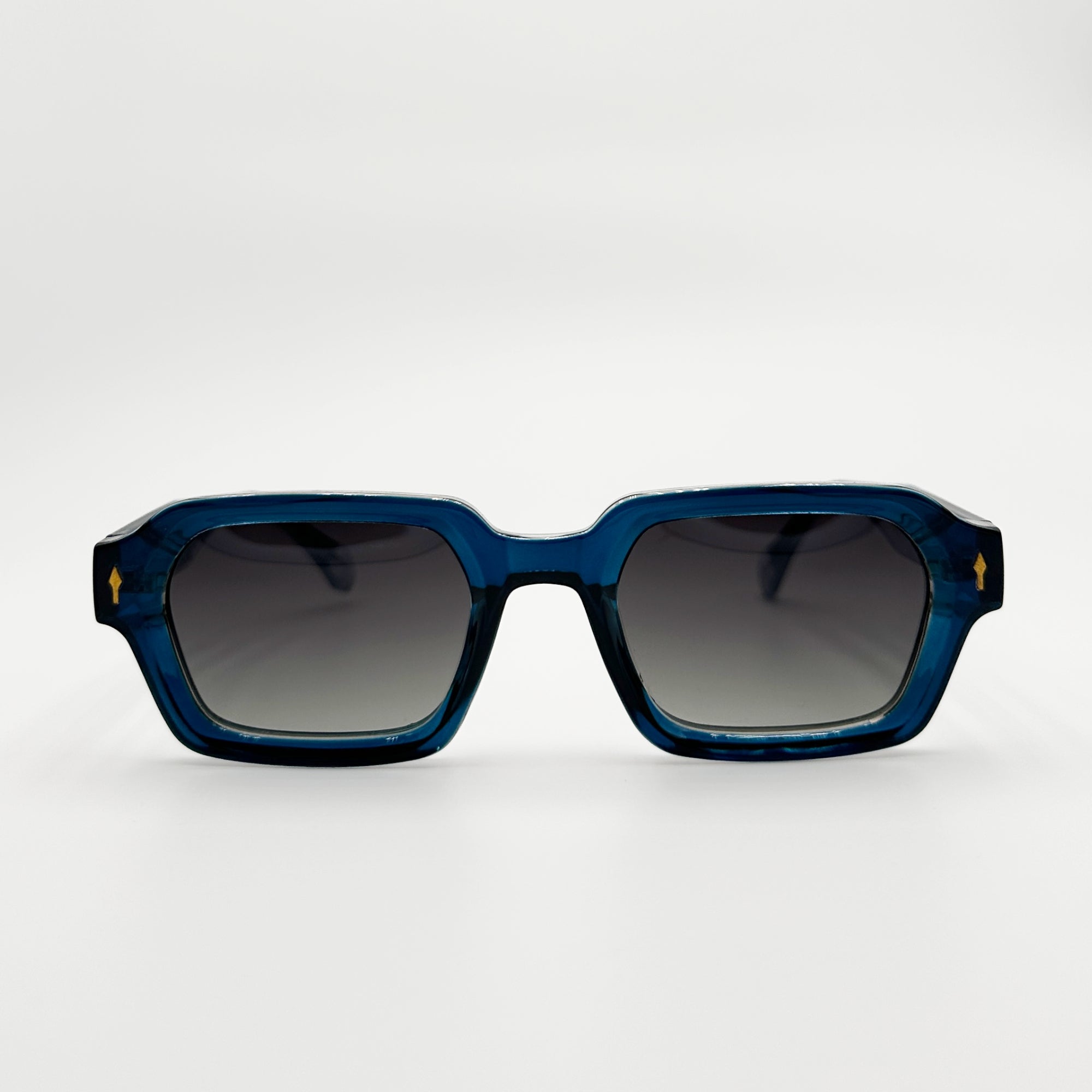 Lunettes de soleil rectangulaires bleues La Enzo vue de face