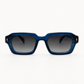 Lunettes de soleil rectangulaires bleues La Enzo vue de face