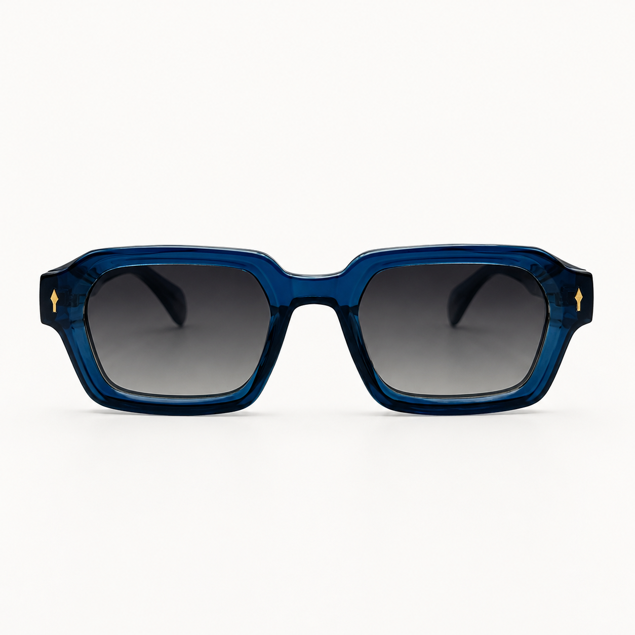 Lunettes de soleil rectangulaires bleues La Enzo vue de face