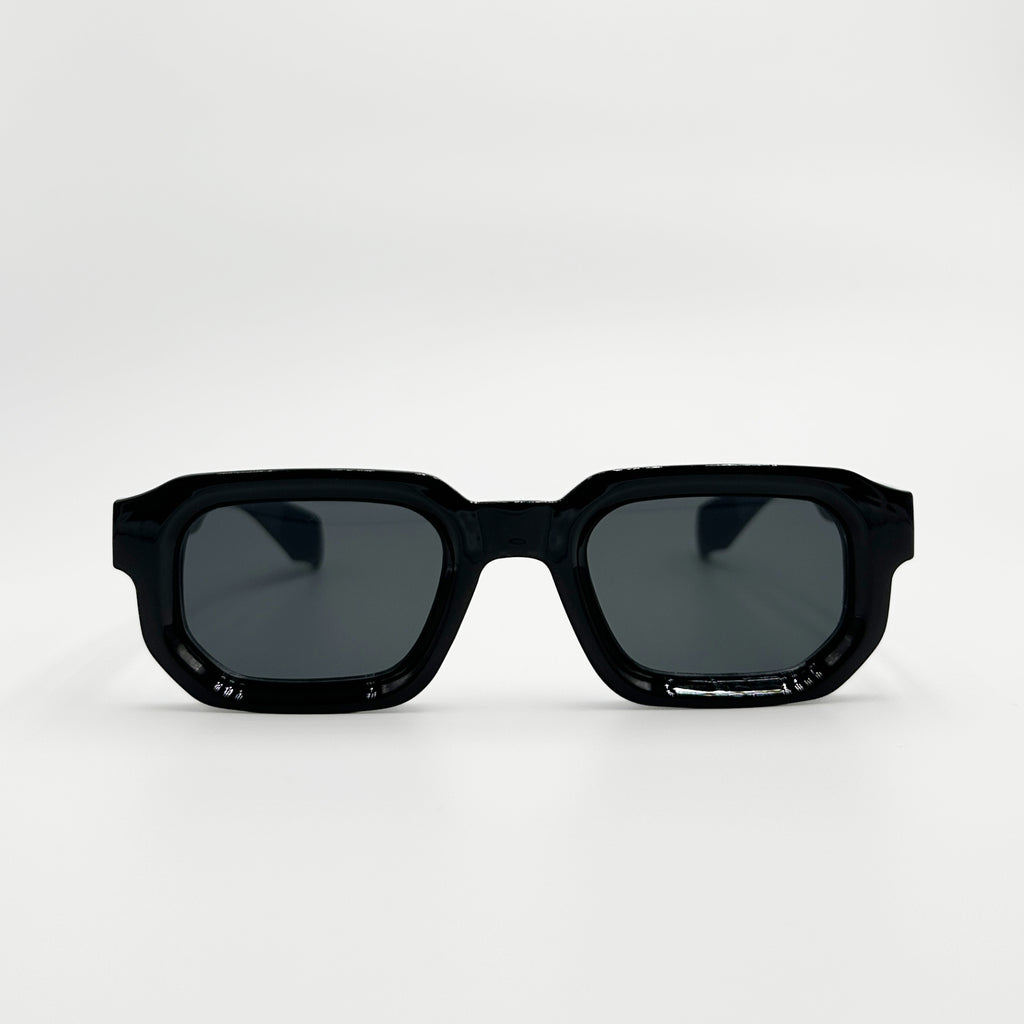 Lunettes de soleil rectangulaires noires La Havana vue de face