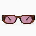 Lunettes de soleil rectangulaire marron La Karl Rosa avec verres bordeaux vue de face
