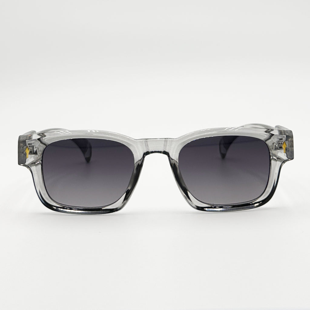 Lunettes de soleil rectangulaires gris cristal La Ventura vue de face